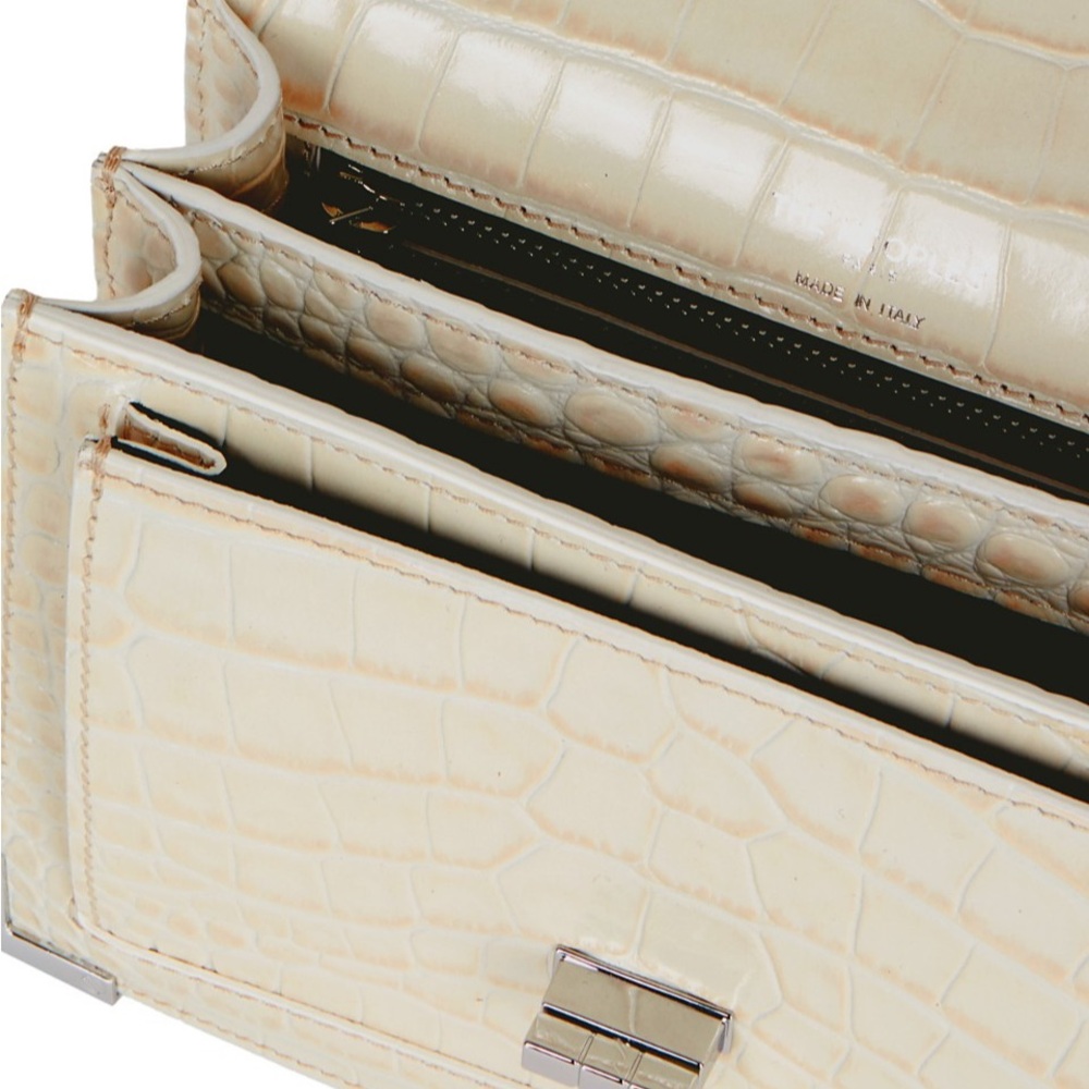 THE KOOPLES LEATHER EMILY BAG ecru MOCK CROC - Picture 3 of 9